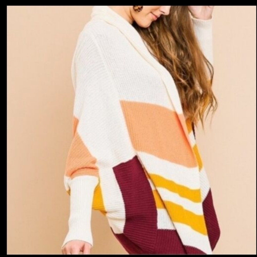 Umgee dolem sleeve striped  cardigan